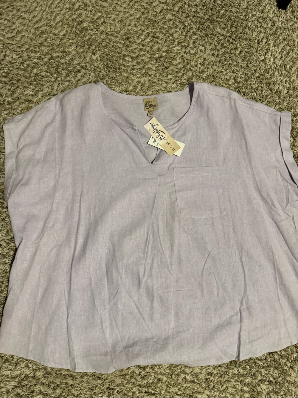 COMO Vintage Womens Lavender Linen Blend Shirt - Picture 2 of 2
